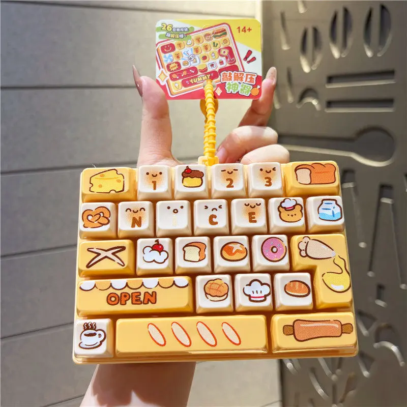 Animal Diary Panda Strawberry Rabbit Decompression 26 Grid Keyboard Button Keychain Pendant Bag Pendant