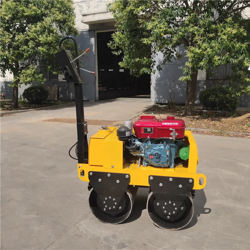 SONGMAO Hand Mini Road Roller Compactor Walk Behind Baby Double Drum Vibratory Hine
