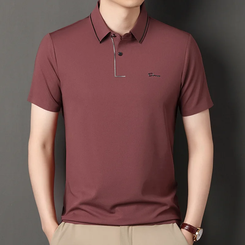 High end polo shirt, comfortable and breathable T-shirt, men\'s short sleeved, fashionable and handsome, embroidered and casual