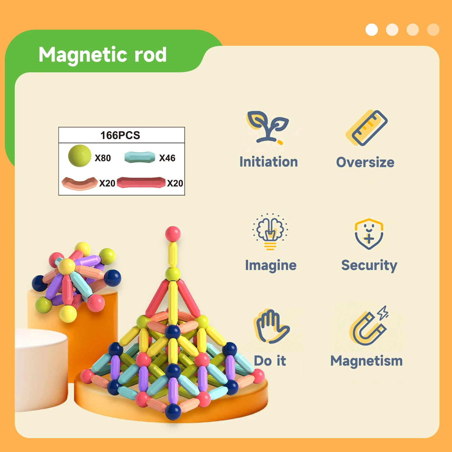 Blocos de Construção Magnéticos para Crianças, Magnetic Wands Starter Set, Classroom Essentials, Estrutura do edifício magnético, Cogni Toys