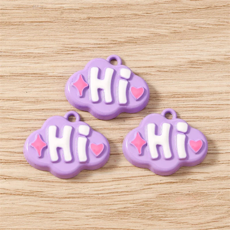 Tusember 10 Stück 18 x 22 mm Cartoon-bunte niedliche Hi-Charms für Frauen und Mädchen, niedliche Ohrringe, Schmuck, Halskette, Armband, DIY-Handwerk – Detail 4