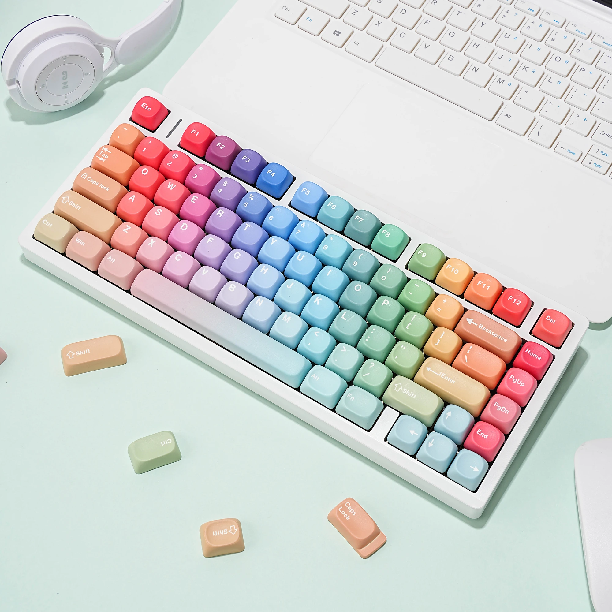 Keycaps 7u Alice Split Space Keys Dye-Sub ISO Layout Korean German Spanish Arabic French Brazil Keycaps