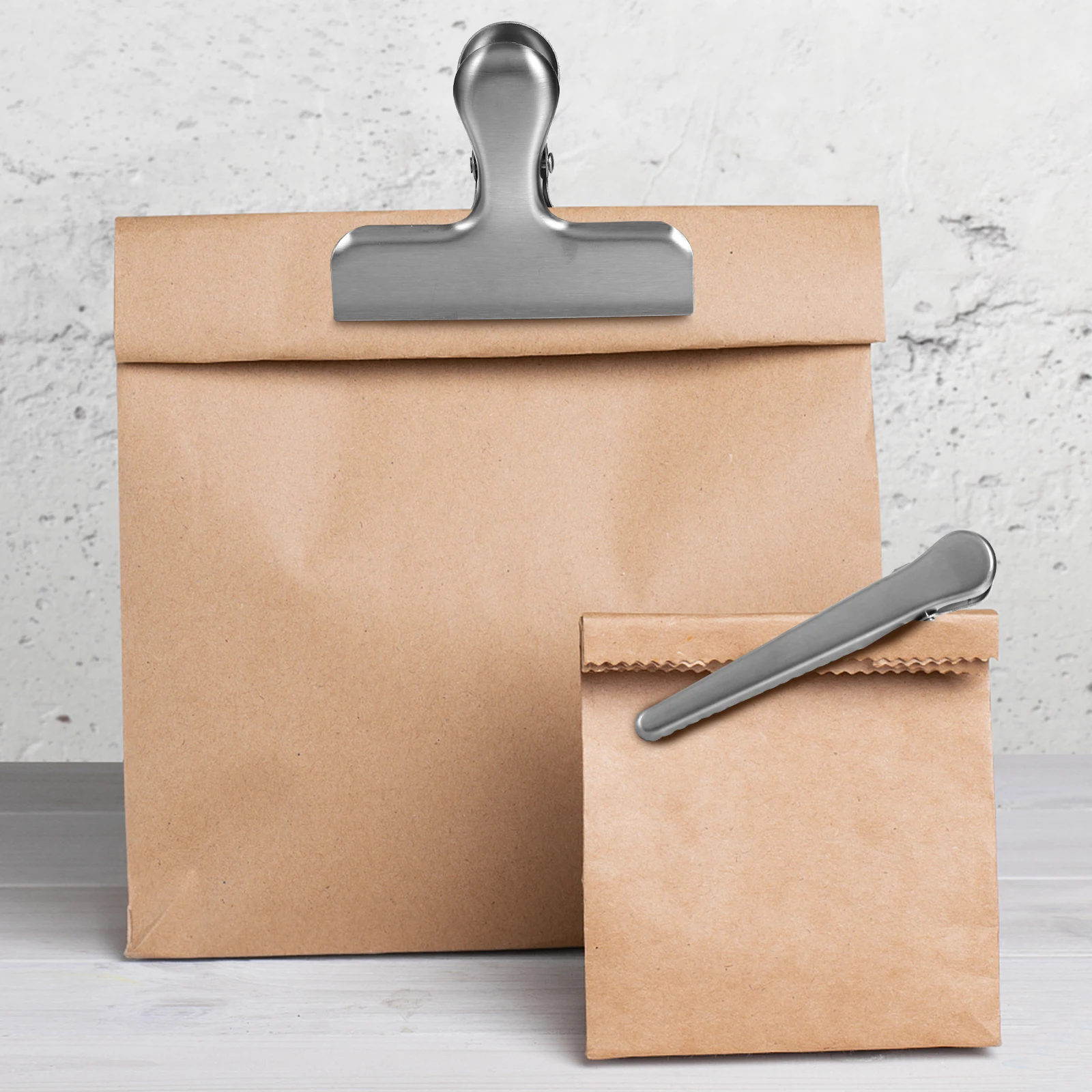 

10 pcs Bag Stainless Steel Long Short For Food Storage Snack Sealing Freezer Bags Receipts Bills Organizer Folder Sealing Food