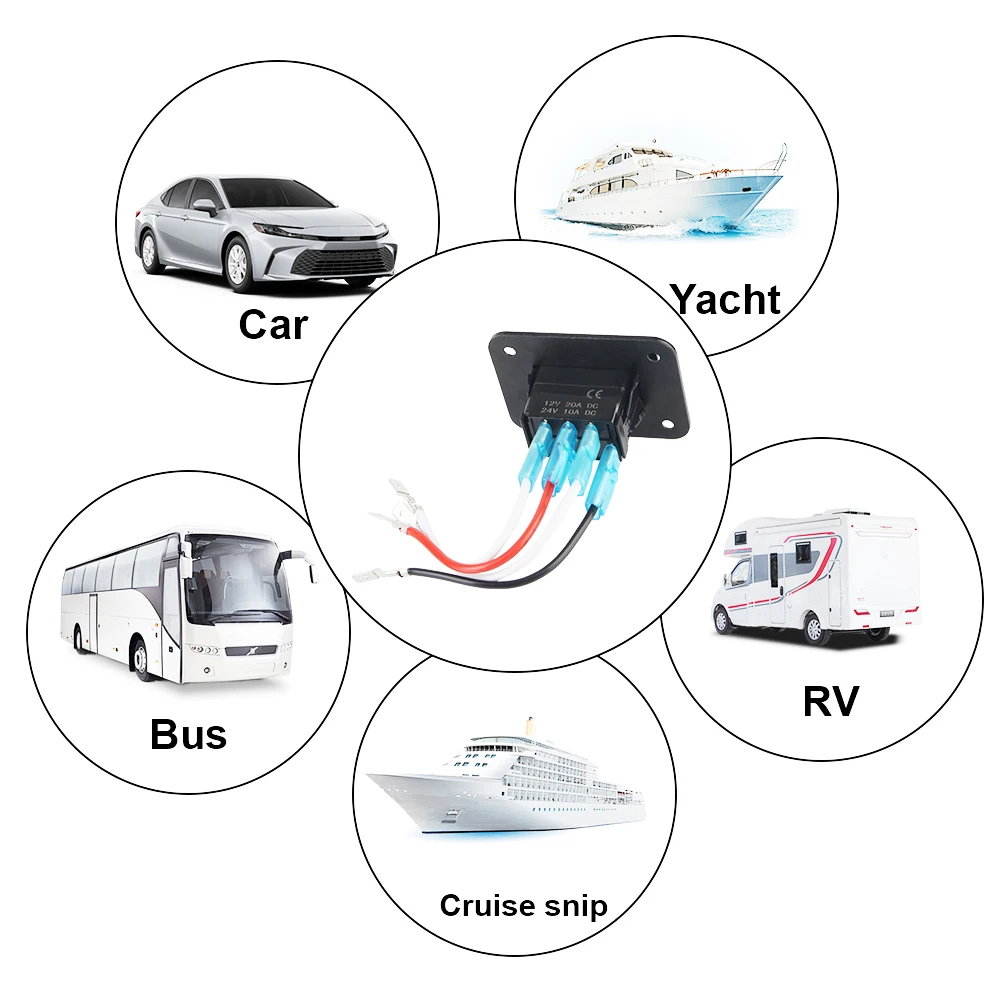 20A 12V 24V Bilge Pump Switch Panel Auto/Off/Manual Control 3 Way 4 Pin with LED Indicator SPDT Car Lights Toggle Rocker Switch