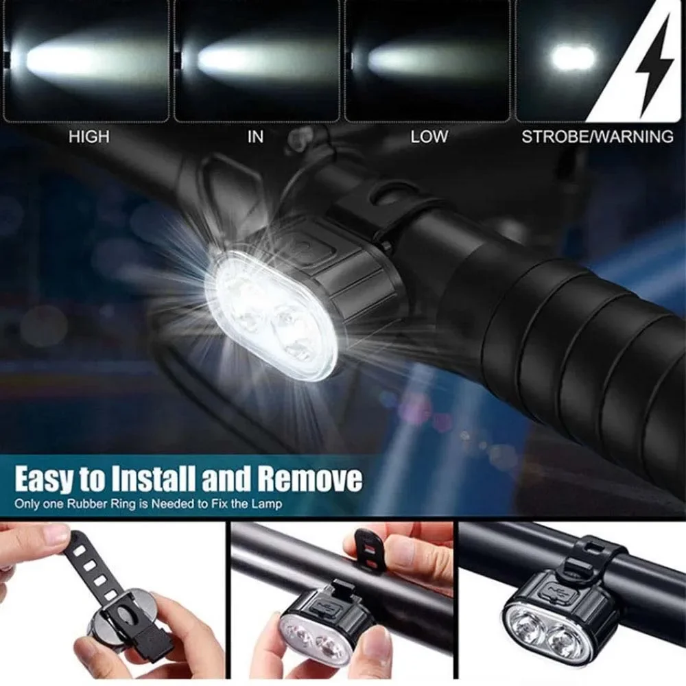 Ensemble de feux avant et arrière de vélo, Charge USB, phare arrière étanche pour vtt, lanterne LED, pièces de vélo image 2