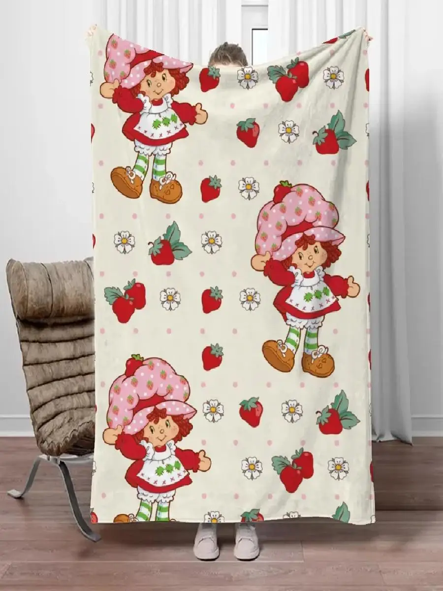 Strawberry Shortcake Microfiber King Size Throw Blanket for Sofa Luxury Home Interior Design Adult Knee Blanket