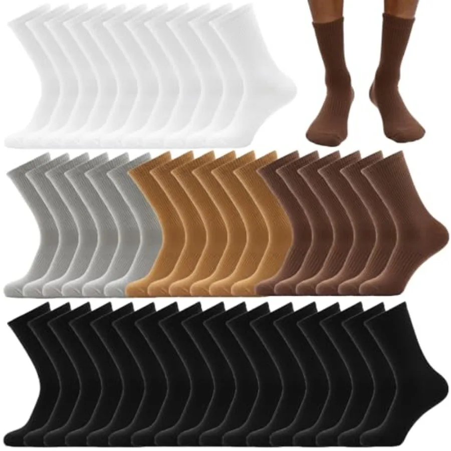 

20 Pairs Crew Athletic Socks for Men Moisture Wicking Cushion Crew Socks for Sport Running Traveling