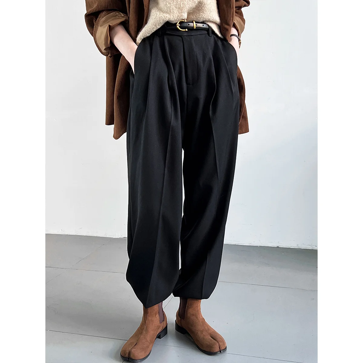 Old Money Style linen Suit Pants For Women Office Beige Black Khaki Spring Autumn 2023 Drape Loose Leg Pants Dressy