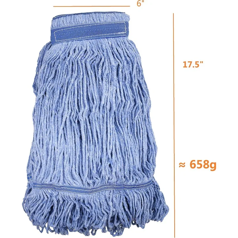 Mop Head Replacement Commercial Heavy Duty String Blue Wet Mop Heads for 3 Typs Commercial Mop Handle(6,Large,Weight 23oz)