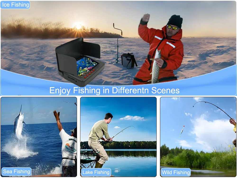 

SY5A 5inch Monitor 4K Camera Kit with DVR Portable Underwater Fishing Camera Night Vision for Sea/River Ice Fishing 15M Cable