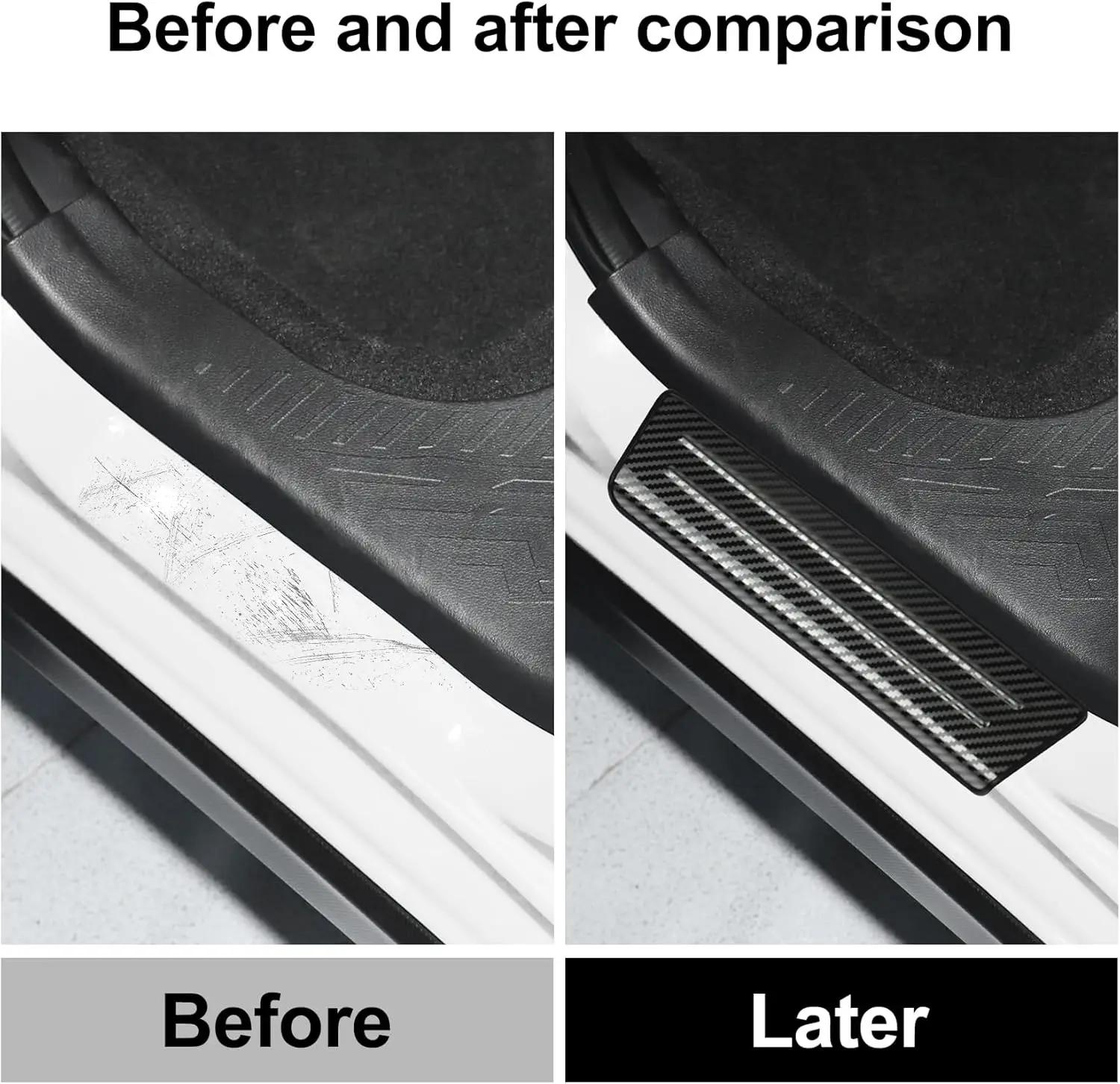 4PCS Door Sill Protector Compatible with Subaru 2024-2026 Crosstrek Impreza Accessories Carbon Fiber Texture Stainless Steel Mat