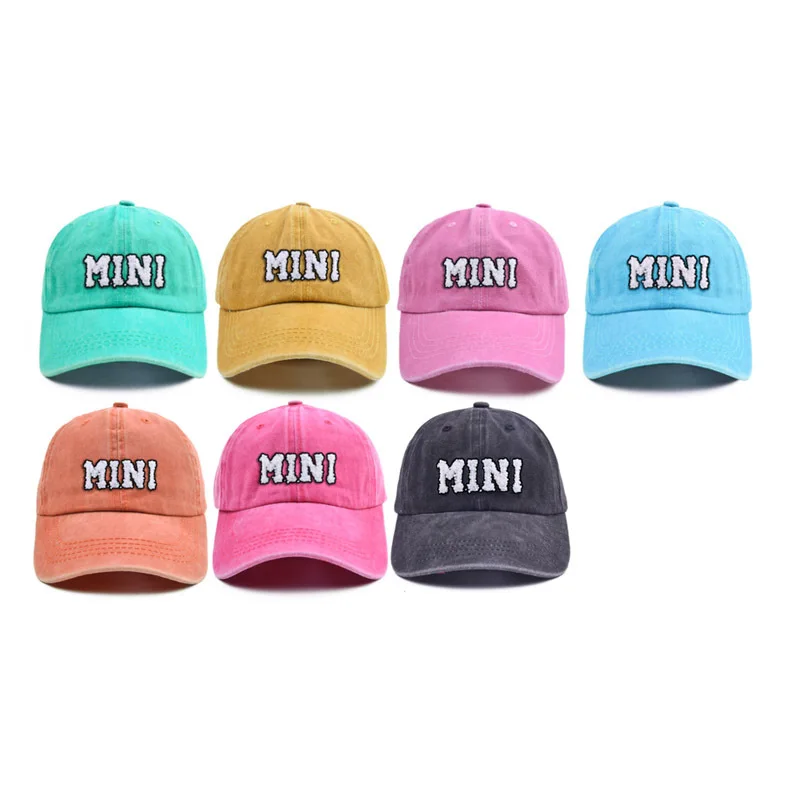 Mother Kids Washed Cotton Baseball Cap Casual Kids Sun Caps For Boys Girls Outdoor Solid Color Cap Toddler Children Hip Hop Hats