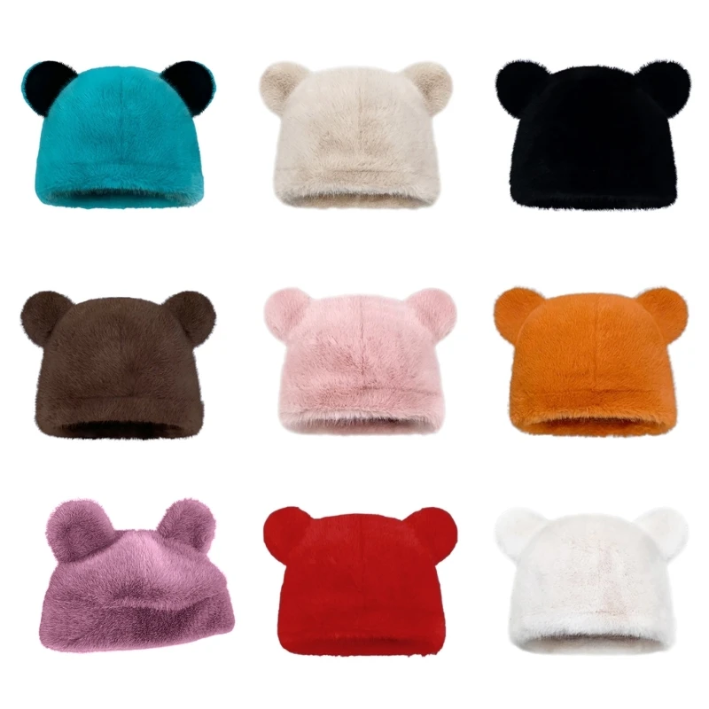 

Cartoon Bear Plush Hat for Winter Lovely Animal Ear Warm Beanie Hat for Teens Adult Outdoor Sport Activity Skiing Hat