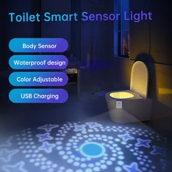 Toilet Night Lights Motion Activated Toilet Light 7 Colors Night Lamp Smart Infrared Body Sensing Bathroom Decoration LED Night