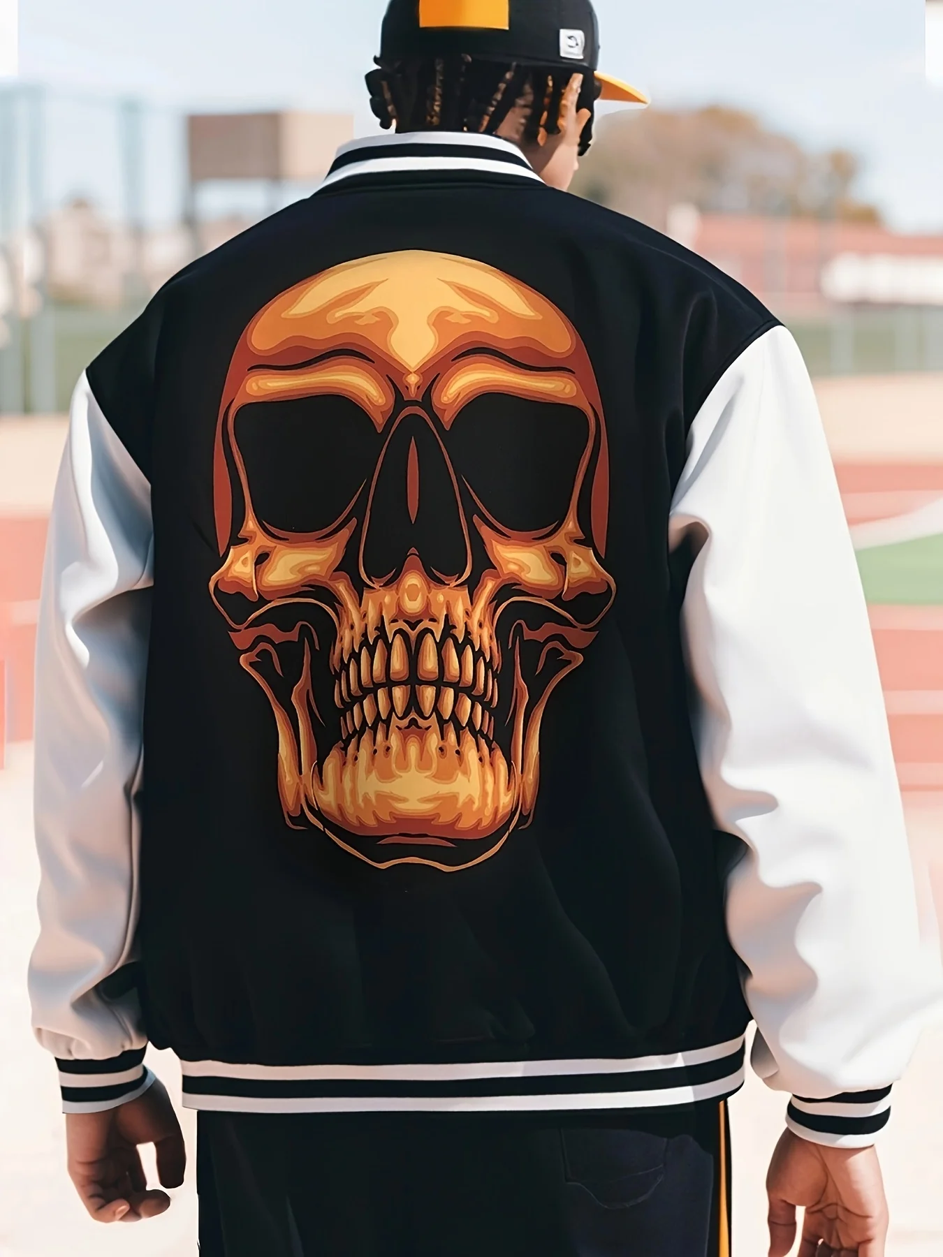 

Men's Plus Size Casual Snap Button Jacket with Pockets Baseball Shirt Printed Baseball Shirt