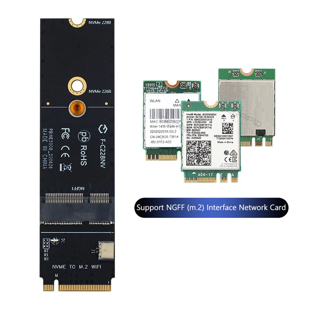 Wireless M.2 M Key A NGFF A + E Key NVMe SSD Port PCIe WiFi Card adattatore Bluetooth per convertitore PC Wireless Intel AX200 9260AC