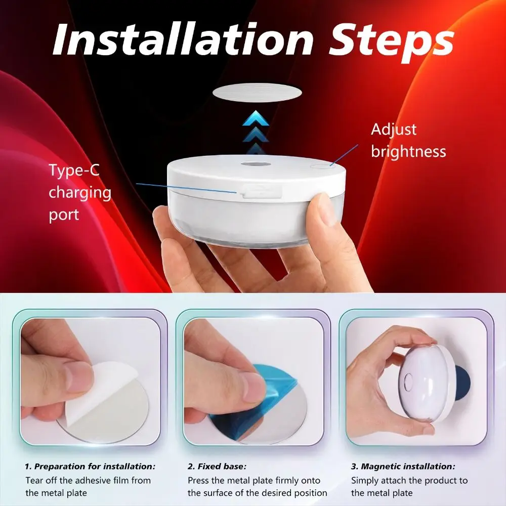 Magnetic Charging Shower Light IP Waterproof Wireless Magnetic Ambient Light Rechargeable Color Changing LED Mood Lamp Bedroom