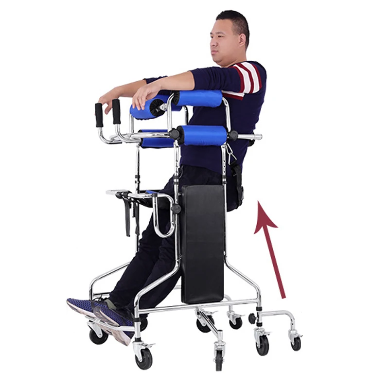 Adjustable anti-rollover assist lower limb walking hemiplegia gait trainer pediatric walker