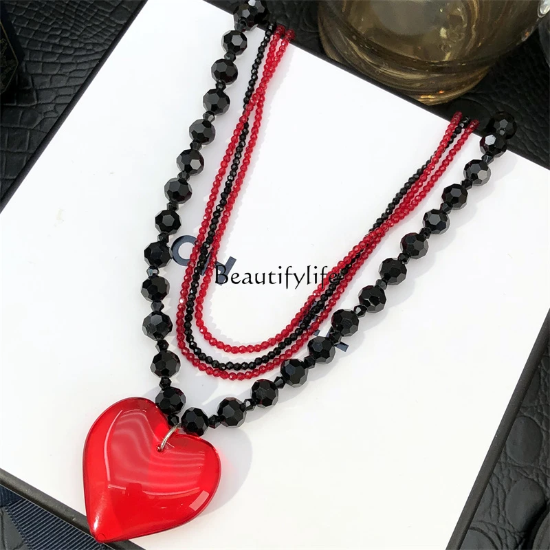 

Double-layer stacked love light luxury niche high-end accessories