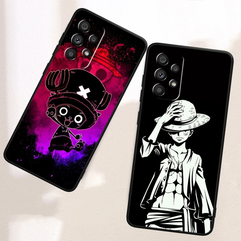 Anime Japanese One Piece For Samsung Note 20 10 Ultra Plus A31 A14 A12 A70 A34 A25 A04 A05 A15 A24 5G Black TPU Phone Case