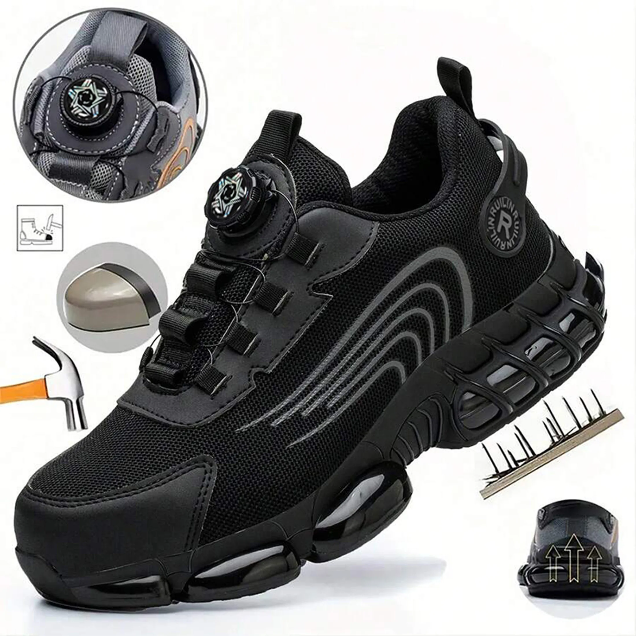 Comfortable Durable Men's Safety Shoes Anti-Smash Anti-Impact Work Shoes Resistant Durable Construction Men's Sneakers