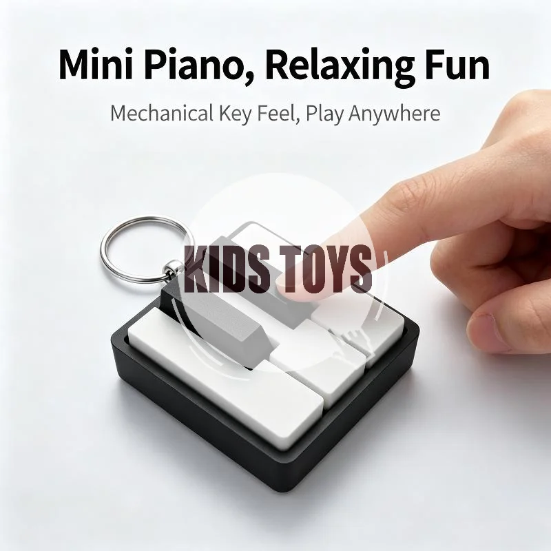 Piano Keyboard Clicker Keychain Fidget Stress Relief Toy Small Lightweight Pocket Toy for Adults Kids Office Party Favors