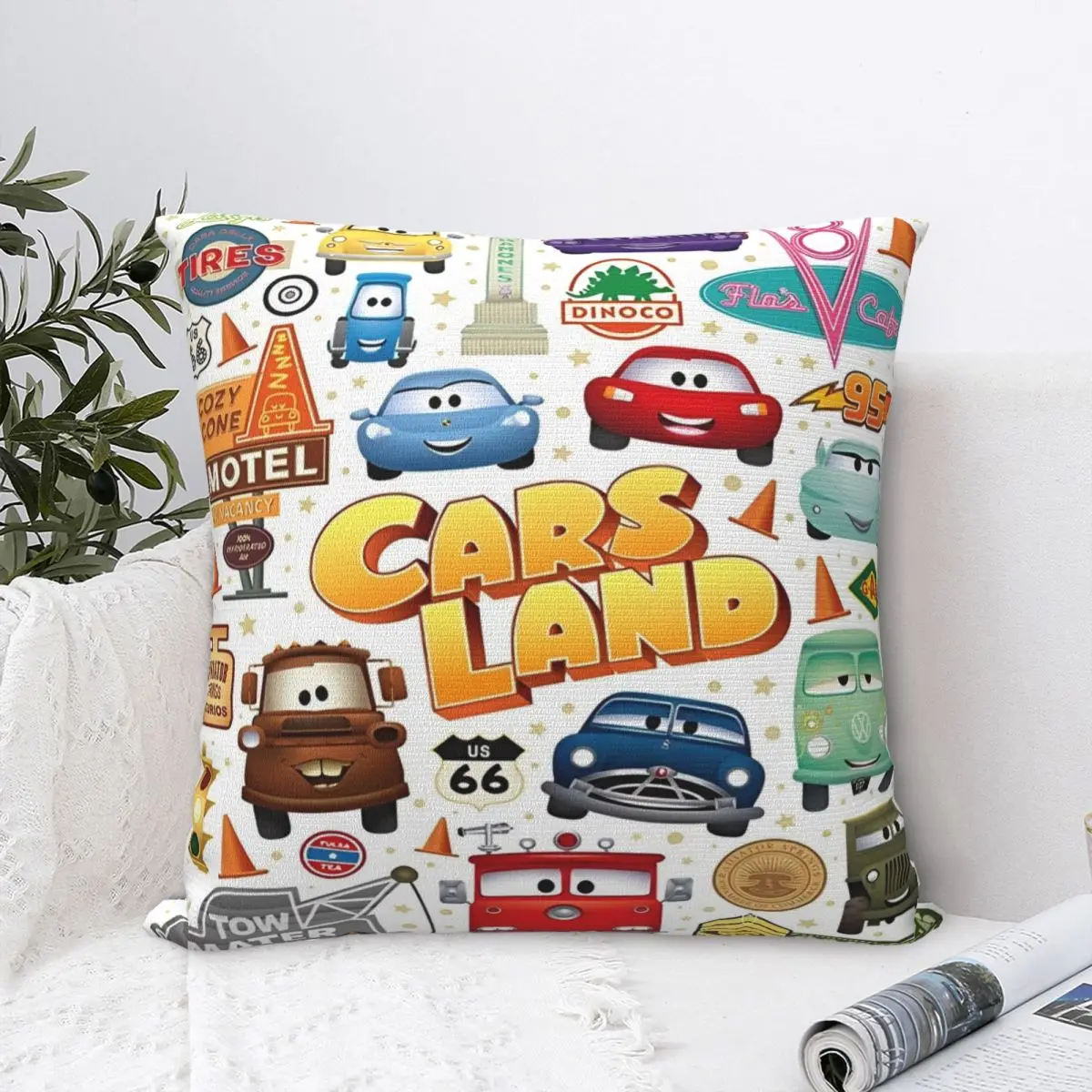 Life Is A Highway Lightning McQueen Cars Pillowcase Polyester Cushion Cover Decorations Throw Pillow Case Cover Square 40*40cm