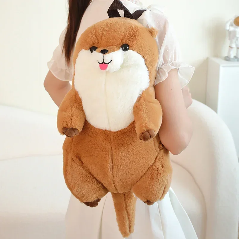 50cm Kawaii Sea Otter Plush กระเป๋าเป้สะพายหลังของเล่นตุ๊กตาสัตว์หมอนตกแต่งอนุบาลกระเป๋าสะพายสําหรับเด็กของขวัญวันเกิด
