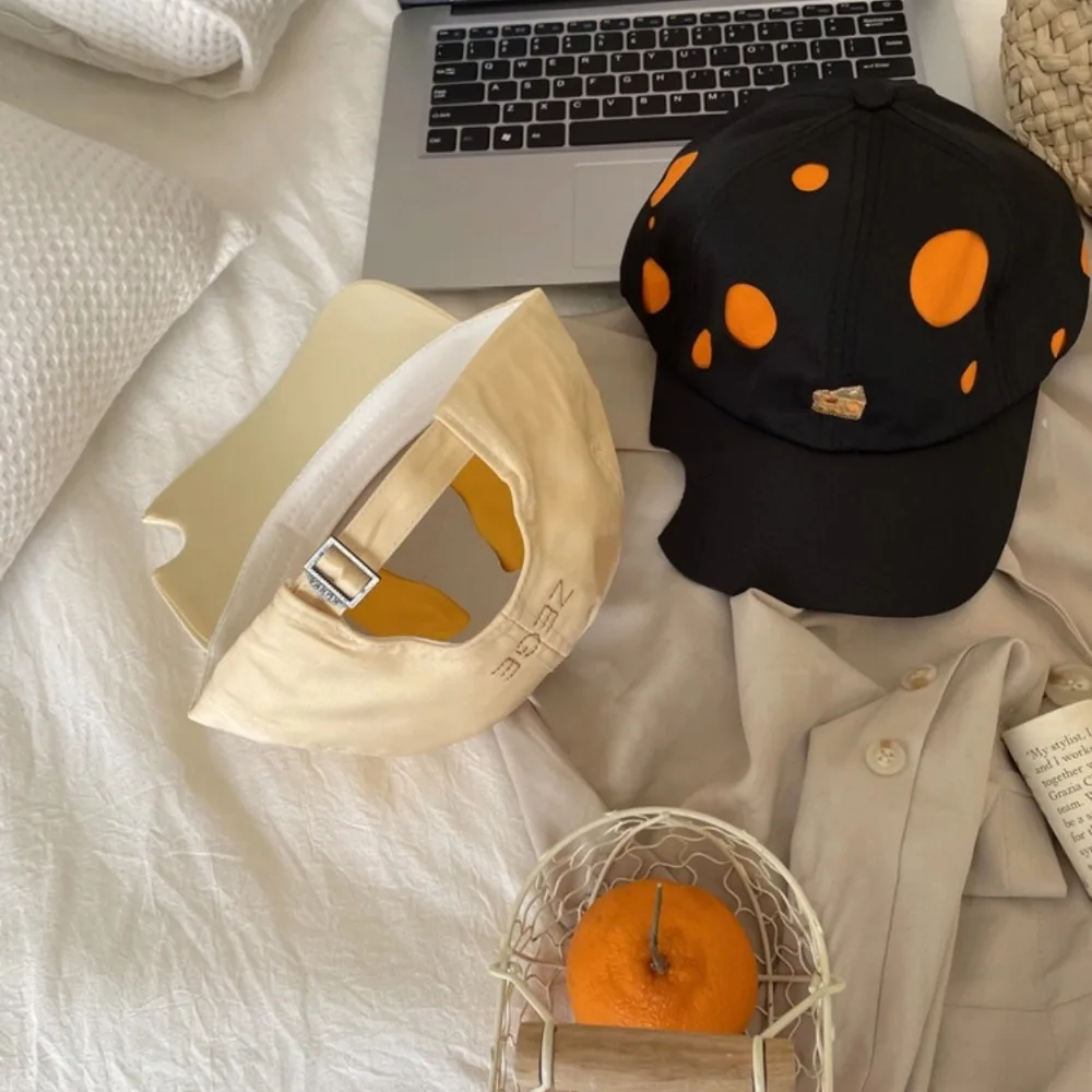 Korean Style Cheese Baseball Cap Solid Color Cartoon Cheese Embroider Sun Hat Sunscreen Cotton