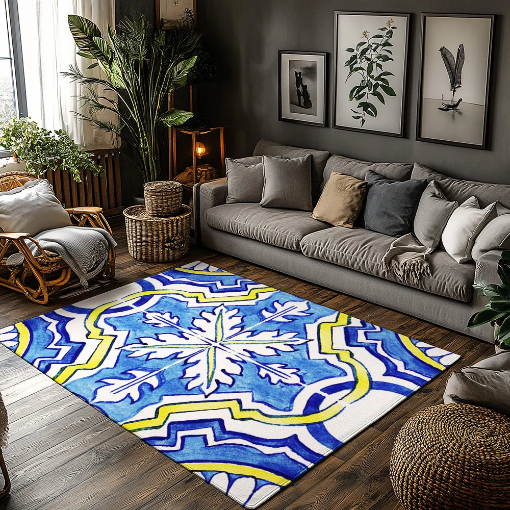 

Синий марокканский узор, коврик для дома и улицы, моющийся напольный коврик, домашний декор, входной ковер, художественный дизайн, стильный прихожая