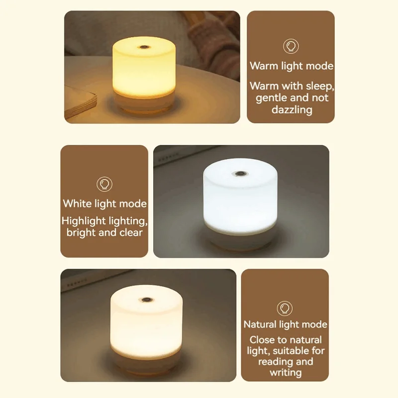 Touch Rechargeable LED Bedside Lamp 3 Colors USB Stepless Dimming Night Light Eye Protection For Bedroom Reading Table Lamp