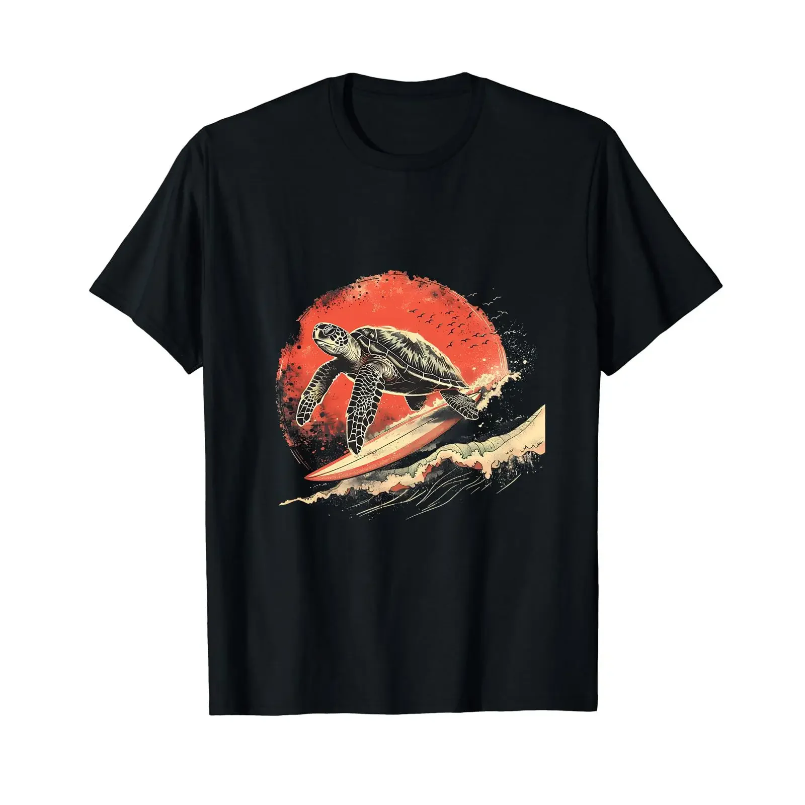 Sea Turtle Ocean Animal Lovers Marine Mammal Surfing T Shirt black vintage Washed graphic Unisex Slightly Versatile Soft