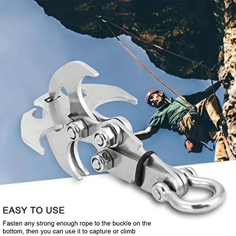 1PC Outdoor Climbing Gravity Hook Stainless Steel Survival Folding Escape Hook Climbing Heavy Claw Flying Tiger Hook