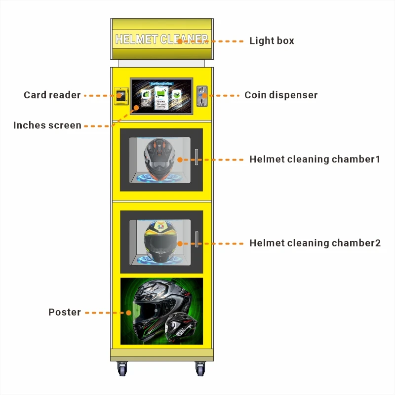 Helmet Cleaning Vending Machine with SDK Cloud Based Management for Motorcycle Gear Rental Shop Custom