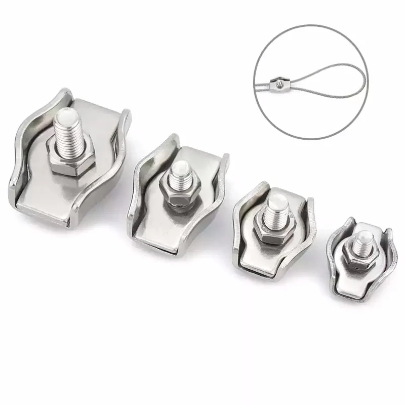 1/5 قطعة M2-M8 آخر سلك حبل المشبك الفرجار 304 الفولاذ المقاوم للصدأ كابل الموتر المضادة للانزلاق الترباس كليب حبل قبضة بسيطة تحديد أداة