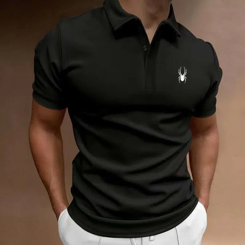 2024 Men New Summer Short Sleeve Casual Pure Color Lapel Polo Shirt with Pocket