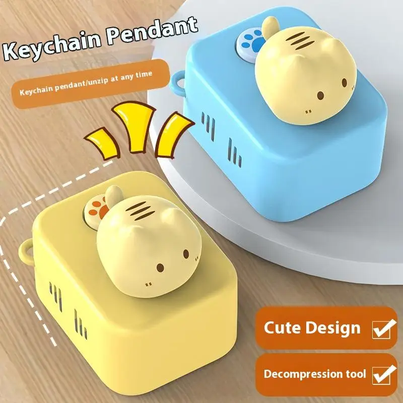 

Prank Square Socket Cat Meow Sound Toy Keychain Student Backpack Fun Stress Relief Toy