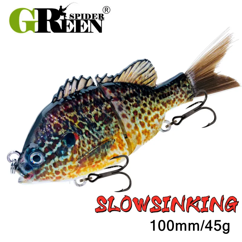 greenspider multi articulado panfish fishing crank lure bass fishing bluegill swimbaits topwater dificil 45g 10cm novo 1pc 01