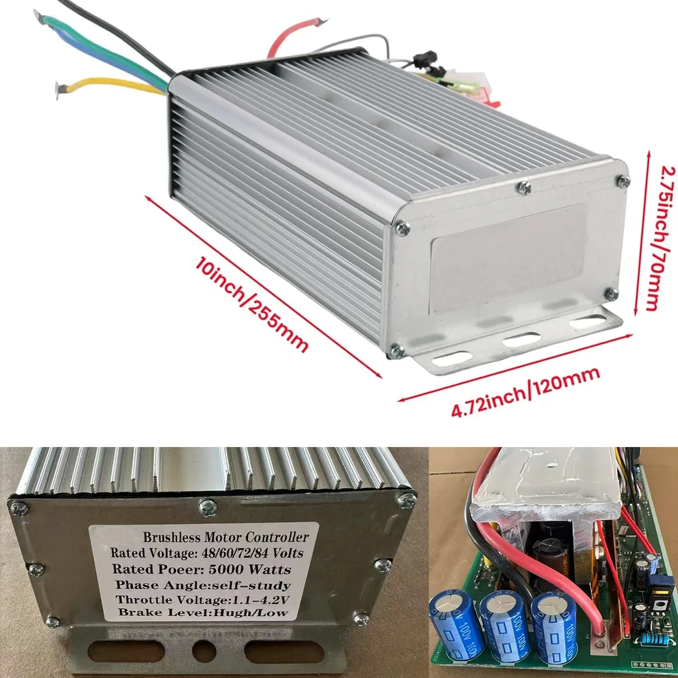 Kit De Controlador De Motor Sin Escobillas 80A 60V/72V – Pantalla LCD Y Acelerador Para Conversión De Bicicletas Y Scooters Eléctricos