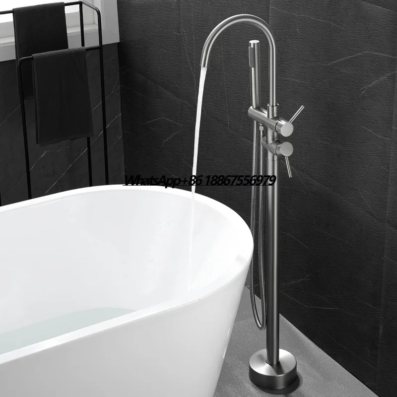 

Brass Floor Mount Stand Freestanding Bathtub Bath Tub Shower Filter Mixer Taps Tap Faucet With Hand Shower Sprayer for Bathtub