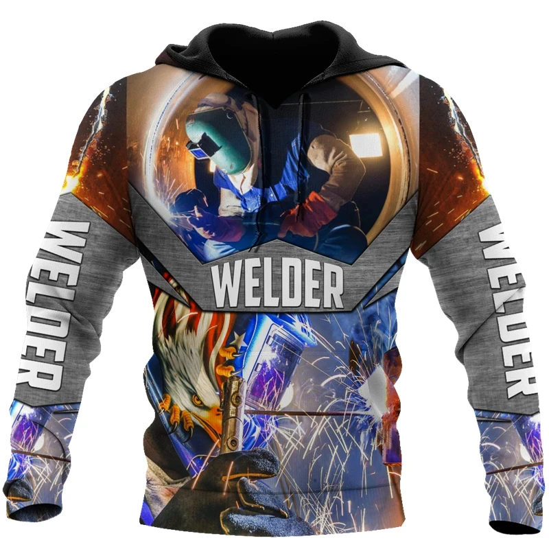 Welder Printed Men\'s Hoodie Personalised Uniform Welder Fashion Hooded Sweatshirt Oversized Casual Spring Fall Men Clothing Tops