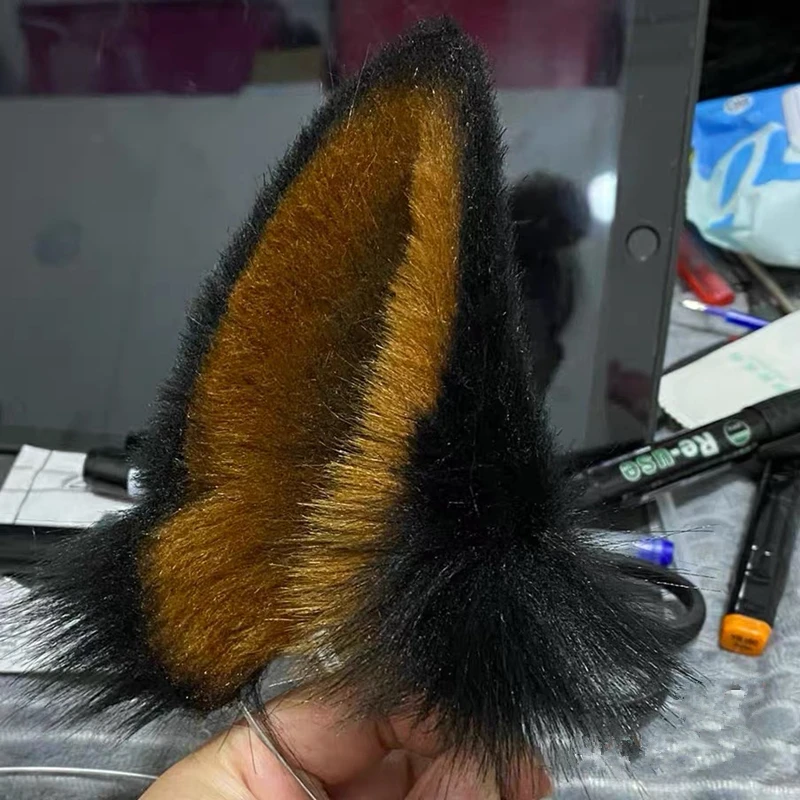 Customized Handmade Simulation Animal Ear Beast Wolf Cat Fox Ears Hairhoop Headwear For Halloween Christmas Party Cosplay Prop