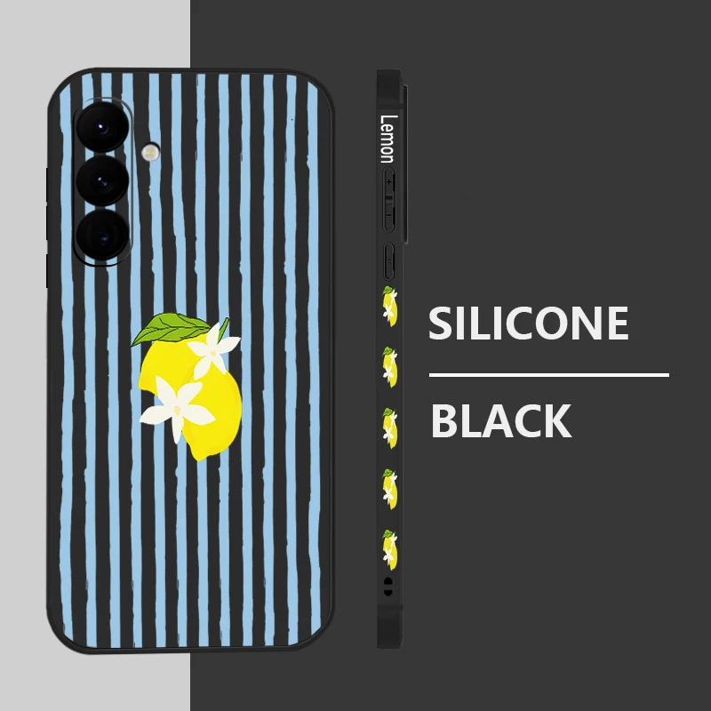 스트라이프 레몬 프린트 TPU 폰 케이스 삼성 갤럭시 S24 S25 FE S25 S23 S22 울트라 A17 A56 A16 A55 A25 A15 A36 A54 5G 소프트 커버