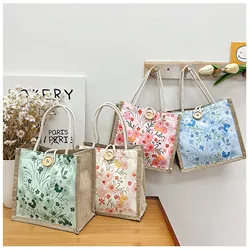 Floral Canvas Bag Women'S Bag Small Fresh Shoulder Bag Fashionable Tote Bag Large Quility Women Shopping Bag