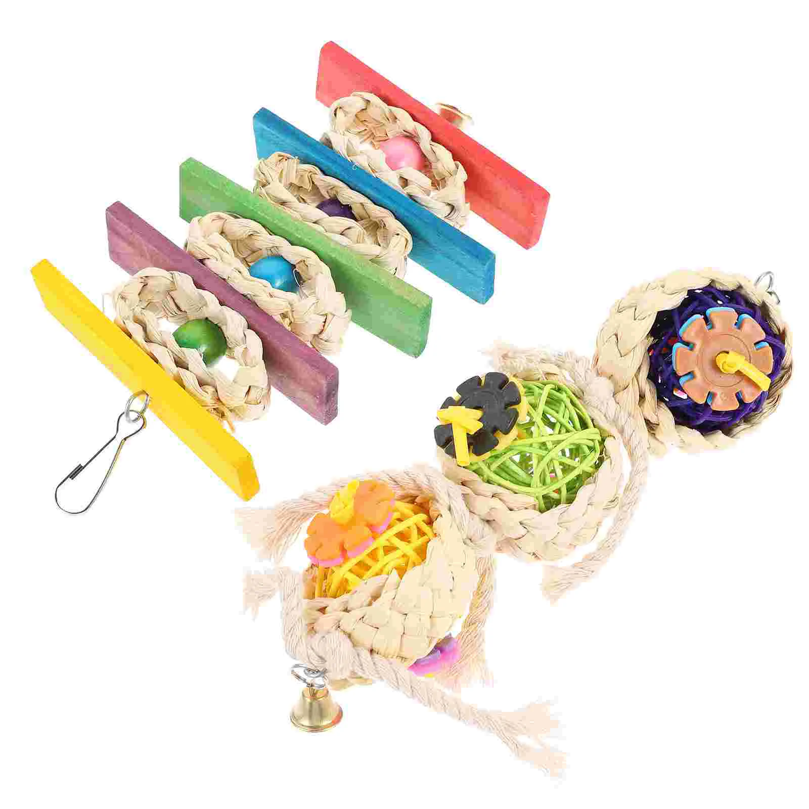 

2 Pcs Bird Toy Teeth Grinding Plaything Parrot Cage Supplies Biting Toys Pet Chewing Rattan Entertainment