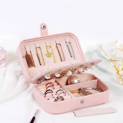 Portable Travel Jewelry Box Necklace Earrings Ring Jewelry Organizer Display Pu Leather Storage Large Capacity Jewelry Case