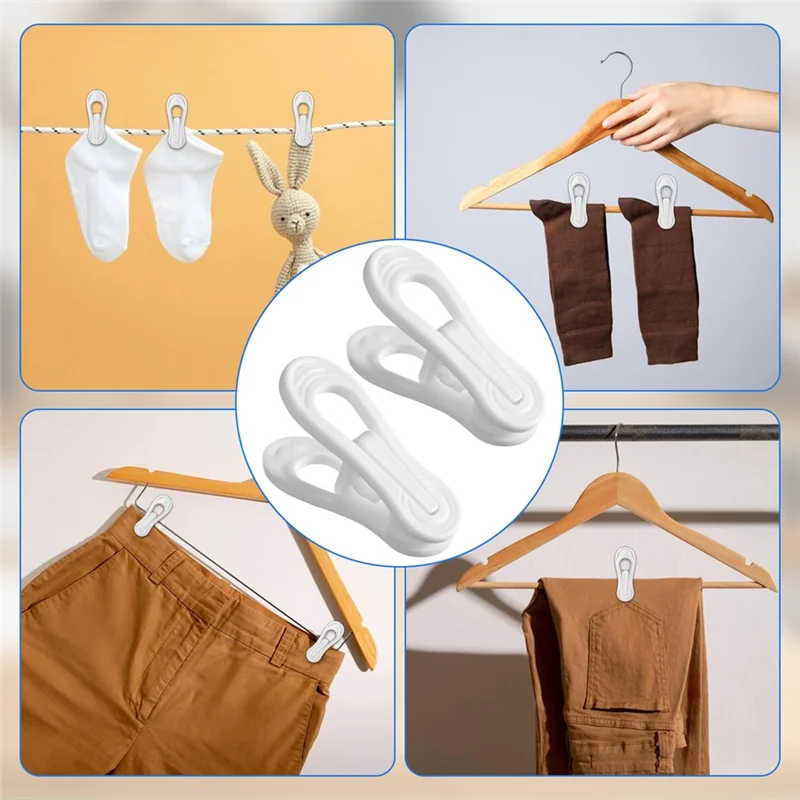 ABKO-50팩 흰색 플라스틱 옷걸이 클립 - 아기 옷용 2.75인치 다용도 클립, 바지용 양말