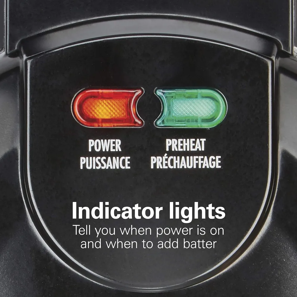 Belgian Waffle Maker with Removable Nonstick Plates, Double Flip, Makes 2 at Once, Black