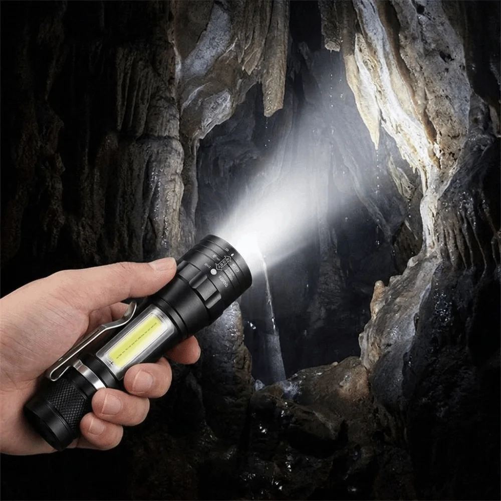 USB Rechargeable Mini LED Flashlight Adjustable Focus Portable Pocket Flashlight Waterproof Three Modes LED Light Keychain