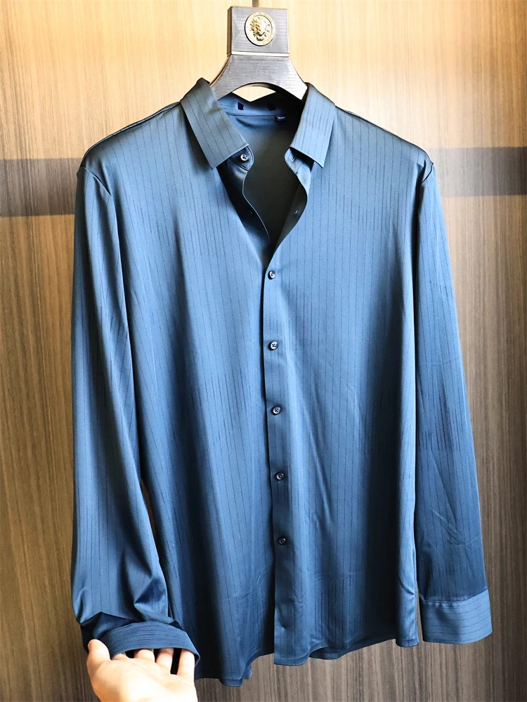 

High Elastici Sl Technology Proc Long Sve Busin Commute irt для мужчин Осенний сезон Stand Fit Faion Urb...